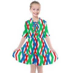 Geometric Line Rainbow Kids  All Frills Chiffon Dress