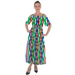 Geometric Line Rainbow Shoulder Straps Boho Maxi Dress 