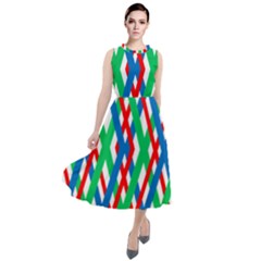 Geometric Line Rainbow Round Neck Boho Dress by HermanTelo