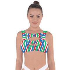 Geometric Line Rainbow Bandaged Up Bikini Top