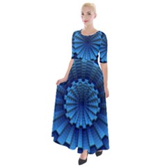 Mandala Background Texture Half Sleeves Maxi Dress by HermanTelo