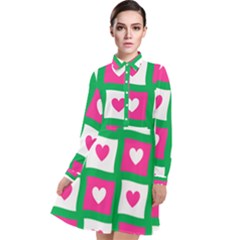 Pink Love Valentine Long Sleeve Chiffon Shirt Dress