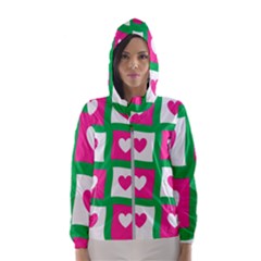 Pink Love Valentine Women s Hooded Windbreaker