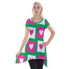 Pink Love Valentine Short Sleeve Side Drop Tunic by Mariart