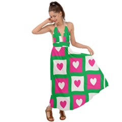 Pink Love Valentine Backless Maxi Beach Dress by Mariart