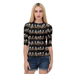 Cute Owl Pattern Quarter Sleeve Raglan Tee