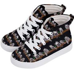 Cute Owl Pattern Kids  Hi-top Skate Sneakers by bloomingvinedesign