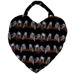 Cute Owl Pattern Giant Heart Shaped Tote by bloomingvinedesign