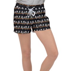 Cute Owl Pattern Women s Velour Lounge Shorts by bloomingvinedesign