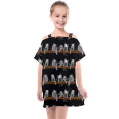 Cute Owl Pattern Kids  One Piece Chiffon Dress by bloomingvinedesign