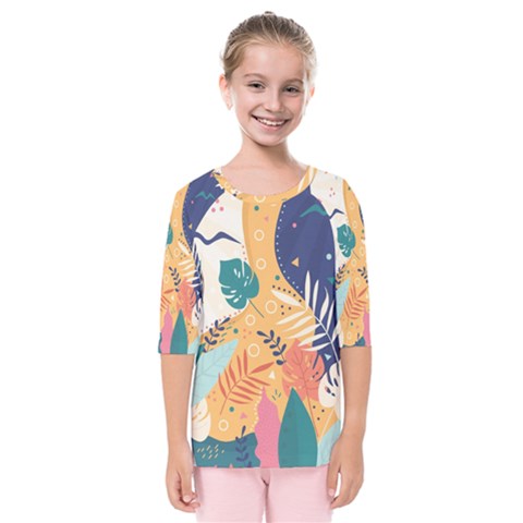 Tropical Pattern Kids  Quarter Sleeve Raglan Tee by Valentinaart