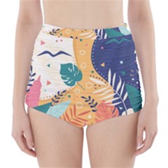 Tropical Pattern High-waisted Bikini Bottoms by Valentinaart