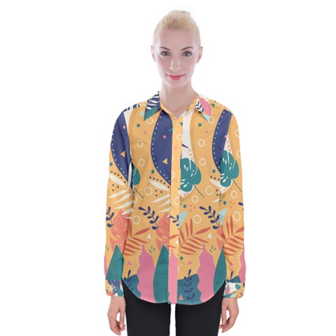 Tropical Pattern Womens Long Sleeve Shirt by Valentinaart