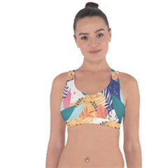 Tropical Pattern Cross String Back Sports Bra by Valentinaart