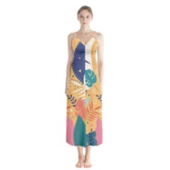 Tropical Pattern Button Up Chiffon Maxi Dress by Valentinaart