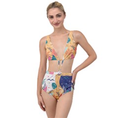 Tropical Pattern Tied Up Two Piece Swimsuit by Valentinaart