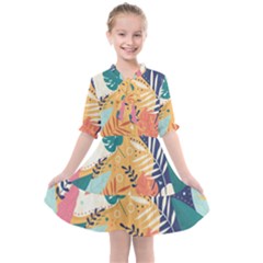 Tropical Pattern Kids  All Frills Chiffon Dress by Valentinaart