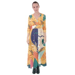 Tropical Pattern Button Up Maxi Dress by Valentinaart