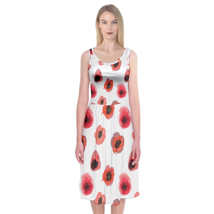 poppies Midi Sleeveless Dress