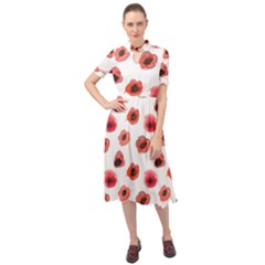 Poppies Keyhole Neckline Chiffon Dress