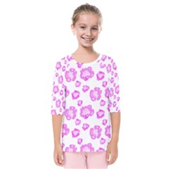 Pink flower Kids  Quarter Sleeve Raglan Tee