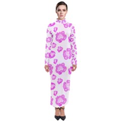 Pink flower Turtleneck Maxi Dress