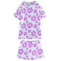 Pink flower Kids  Swim Tee and Shorts Set View1