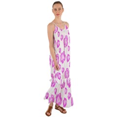 Pink flower Cami Maxi Ruffle Chiffon Dress