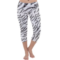 Zebra Capri Yoga Leggings by scharamo