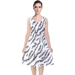 Zebra V-neck Midi Sleeveless Dress 