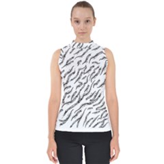 Zebra Mock Neck Shell Top by scharamo