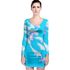 Koi Carp Scape Long Sleeve Bodycon Dress by essentialimage