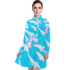 Koi Carp Scape Long Sleeve Chiffon Shirt Dress by essentialimage