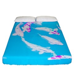 Koi Carp Scape Fitted Sheet (queen Size) by essentialimage