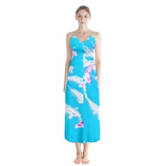 Koi Carp Scape Button Up Chiffon Maxi Dress by essentialimage