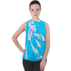 Koi Carp Scape Mock Neck Chiffon Sleeveless Top by essentialimage