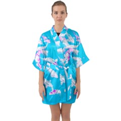 Koi Carp Scape Half Sleeve Satin Kimono  by essentialimage