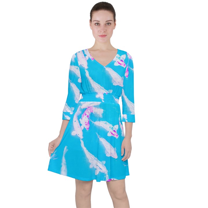 Koi Carp Scape Ruffle Dress