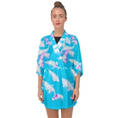 Koi Carp Scape Half Sleeve Chiffon Kimono by essentialimage