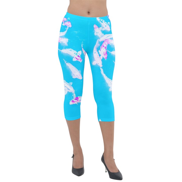 Koi Carp Scape Lightweight Velour Capri Leggings 