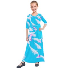 Koi Carp Scape Kids  Quarter Sleeve Maxi Dress by essentialimage