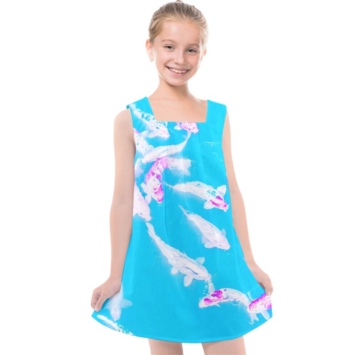 Koi Carp Scape Kids  Cross Back Dress