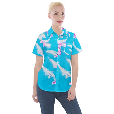 Koi Carp Scape Women s Short Sleeve Pocket Shirt by essentialimage