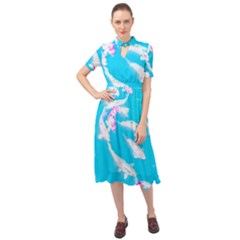 Koi Carp Scape Keyhole Neckline Chiffon Dress by essentialimage