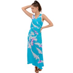 Koi Carp Scape V-neck Chiffon Maxi Dress by essentialimage