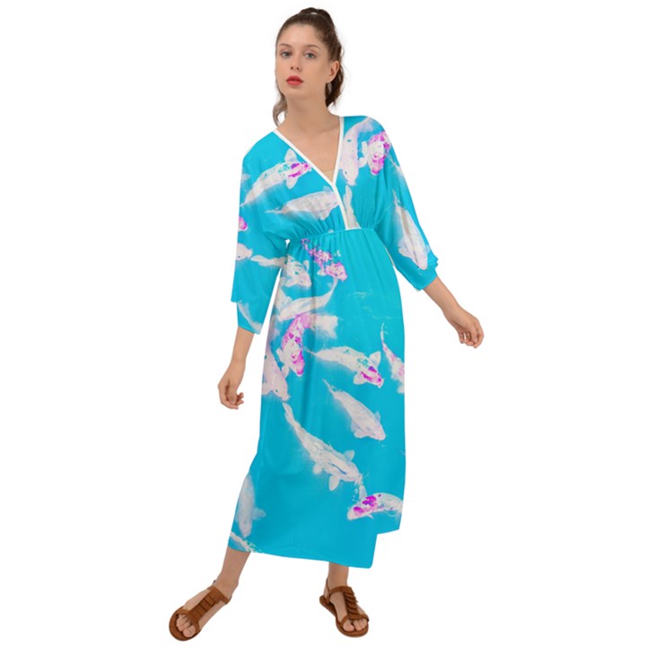 Koi Carp Scape Grecian Style  Maxi Dress