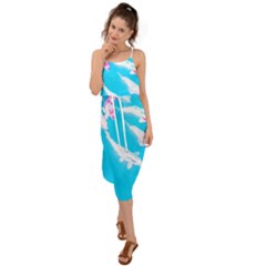 Koi Carp Scape Waist Tie Cover Up Chiffon Dress