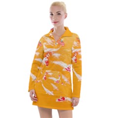 Koi Carp Scape Women s Long Sleeve Casual Dress by essentialimage