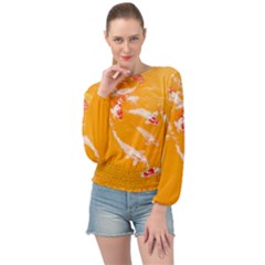 Koi Carp Scape Banded Bottom Chiffon Top by essentialimage