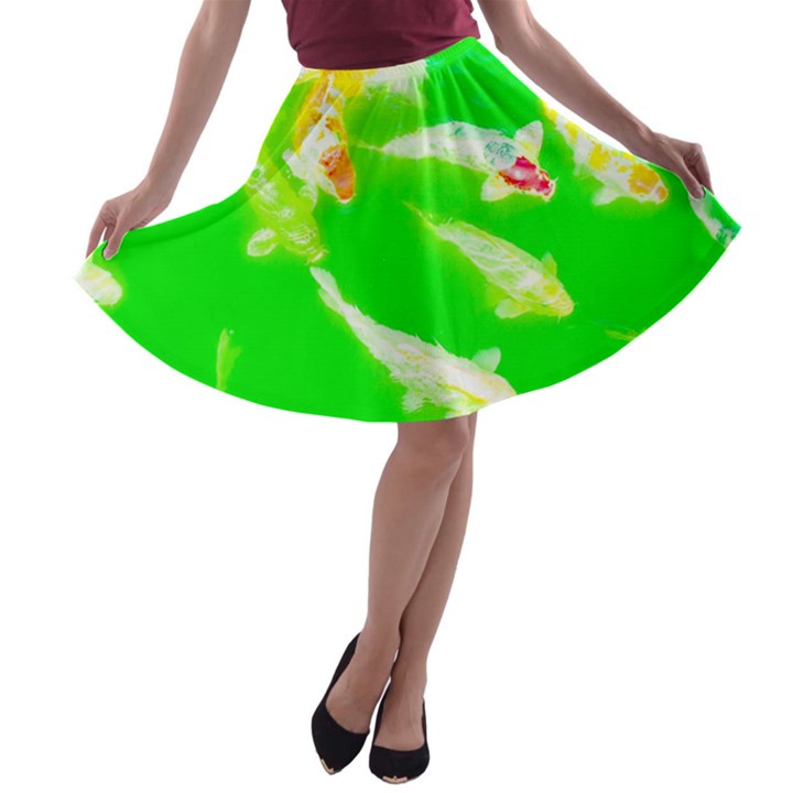 Koi Carp Scape A-line Skater Skirt